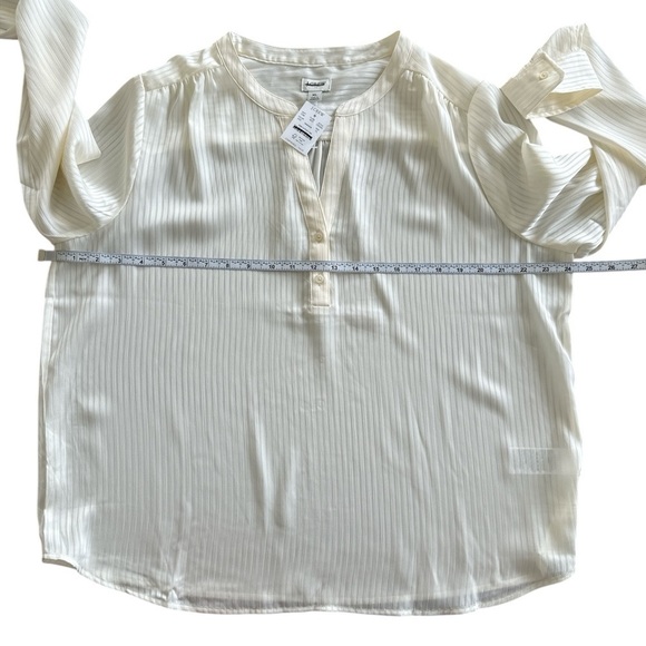 NEW J. CREW Factory Shadow-striped long-sleeve popover placket blouse Size XL - Picture 6 of 6